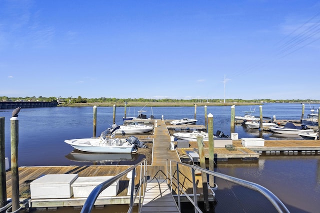 dock area with a water view