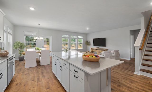137 Winding Grove Ln, Moncks Corner, SC 29461 - kitchen featuring stainless steel dishwasher, a chandelier, light wood finished floors, recessed lighting, and light countertops