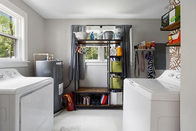 2924 Alabama Dr, North Charleston, SC 29405 - laundry room with water heater, washer and dryer, and electric panel