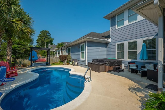 185 Red Leaf Blvd, Moncks Corner, SC 29461 - view of swimming pool with a patio, a fenced backyard, outdoor lounge area, and a hot tub