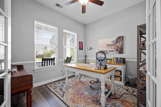185 Red Leaf Blvd, Moncks Corner, SC 29461 - office space with ceiling fan, wood finished floors, and baseboards