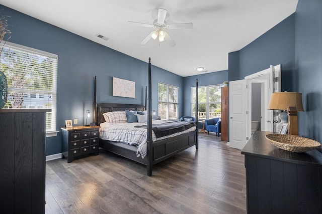 185 Red Leaf Blvd, Moncks Corner, SC 29461 - bedroom featuring dark wood-style floors, ceiling fan, and baseboards