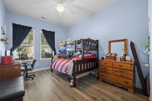 185 Red Leaf Blvd, Moncks Corner, SC 29461 - bedroom with wood finished floors, an office area, baseboards, and ceiling fan