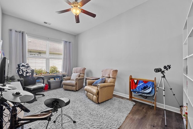 185 Red Leaf Blvd, Moncks Corner, SC 29461 - game room featuring wood finished floors, ceiling fan, and baseboards