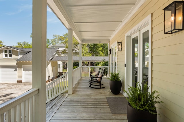 deck featuring covered porch