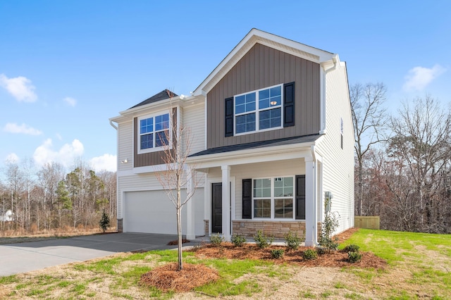 1816 Casein St, Summerville, SC 29483 - traditional home featuring an attached garage, board and batten siding, driveway, and stone siding
