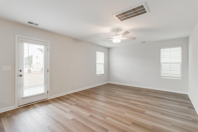 1816 Casein St, Summerville, SC 29483 - spare room with visible vents, a ceiling fan, baseboards, and light wood-type flooring