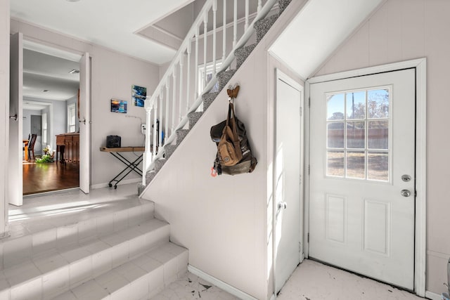 interior space featuring lofted ceiling