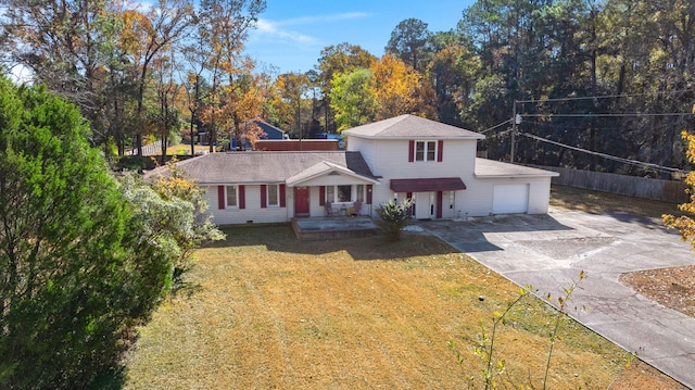 view of front of house with a front lawn and a porch