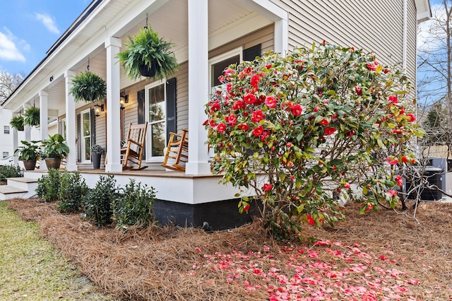 view of home's exterior with a porch