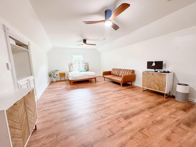 27 Fitzroy Dr, Charleston, SC 29414 - sitting room featuring lofted ceiling, light wood-style flooring, ceiling fan, and baseboards