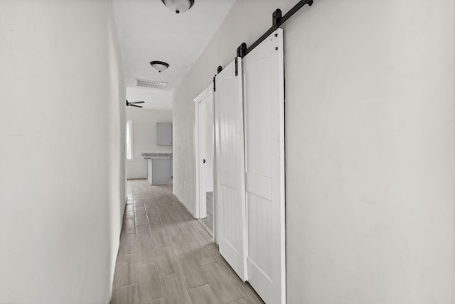 corridor with a barn door