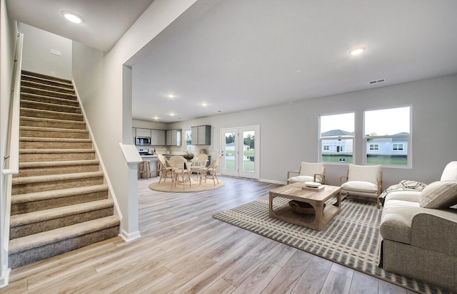 living room featuring light hardwood / wood-style floors