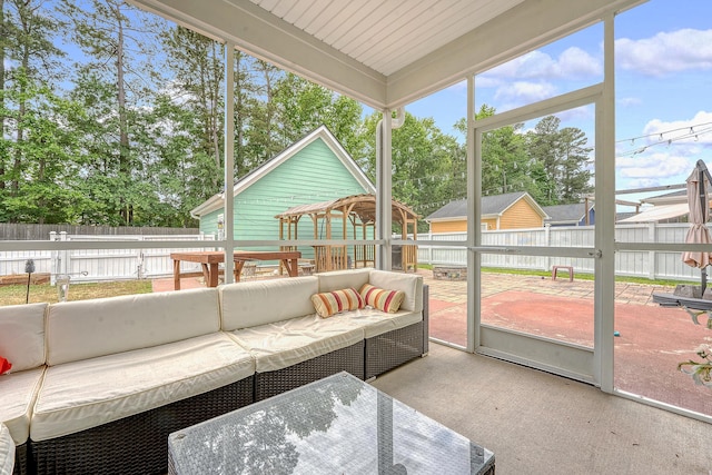 sunroom with an outdoor hangout area