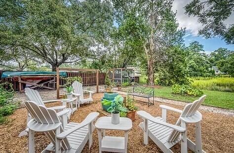 view of patio featuring fence