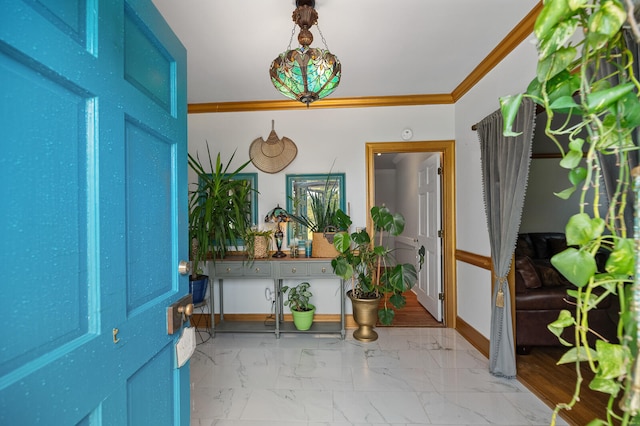 foyer with ornamental molding