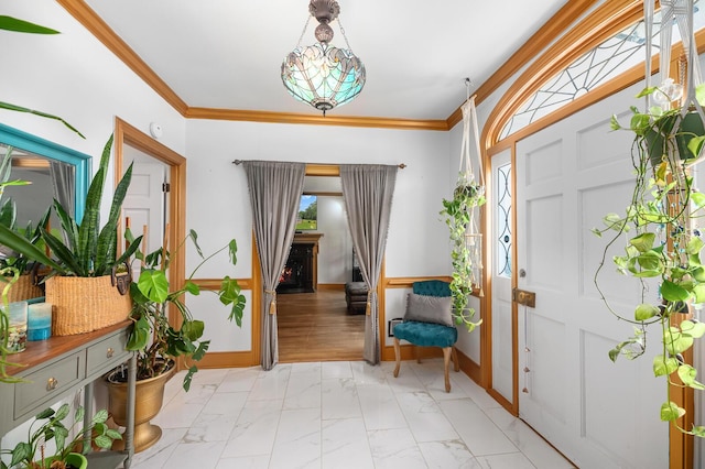 foyer entrance with crown molding