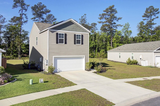 front of property with a garage and a front yard