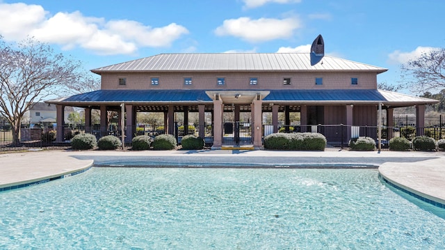 community pool with fence