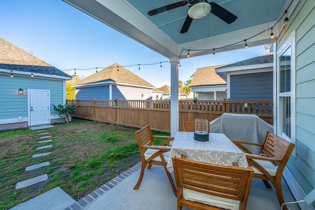 view of patio / terrace with ceiling fan