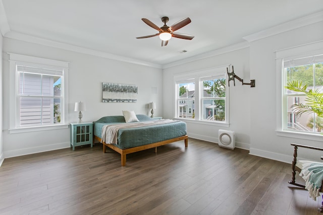 840 Forrest Dr, Charleston, SC 29492 - bedroom featuring multiple windows, dark wood-style floors, baseboards, and ornamental molding