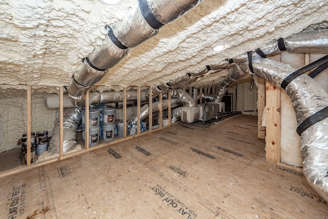 view of unfinished attic