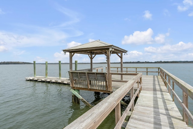 view of dock featuring a water view