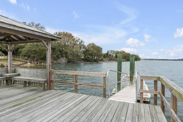 view of dock featuring a water view