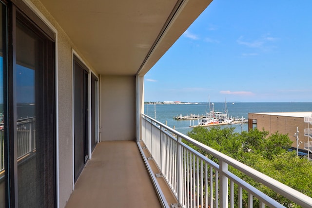 balcony with a water view