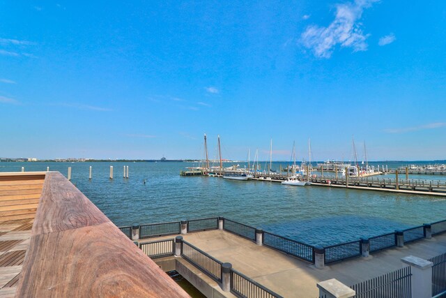 view of dock featuring a water view