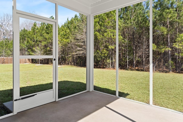 view of unfurnished sunroom