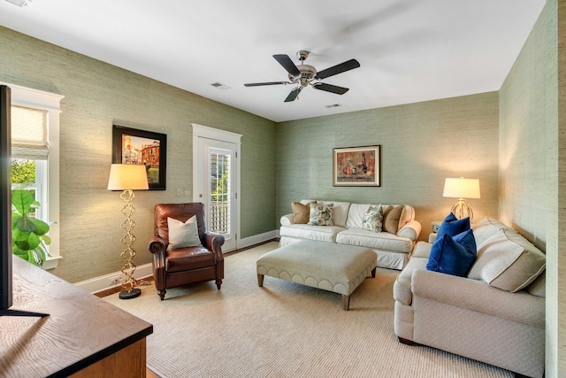1527 Wando View St, Charleston, SC 29492 - carpeted living area featuring baseboards and ceiling fan
