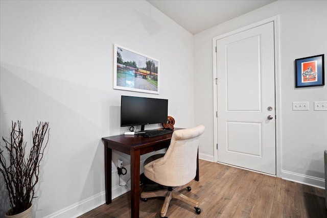 office space featuring wood-type flooring