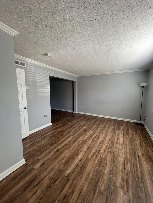 415 Parkdale Dr Unit 6D, Charleston, SC 29414 - empty room with ornamental molding, dark wood finished floors, and a textured ceiling