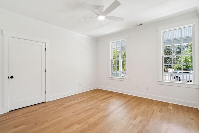 380 Tidal Reef Cir, Mount Pleasant, SC 29464 - unfurnished room with crown molding, light wood finished floors, baseboards, and ceiling fan