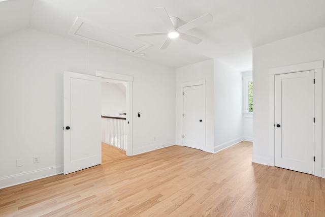 380 Tidal Reef Cir, Mount Pleasant, SC 29464 - unfurnished bedroom featuring attic access, light wood-style flooring, baseboards, and ceiling fan