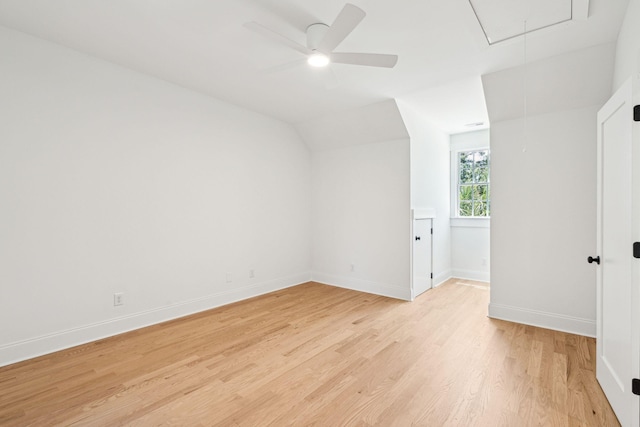 380 Tidal Reef Cir, Mount Pleasant, SC 29464 - additional living space featuring attic access, light wood finished floors, baseboards, ceiling fan, and lofted ceiling