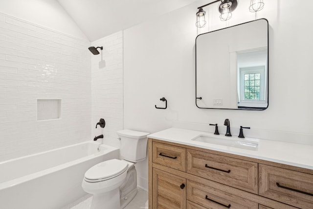380 Tidal Reef Cir, Mount Pleasant, SC 29464 - full bathroom with toilet, vanity, vaulted ceiling, and shower / bath combination