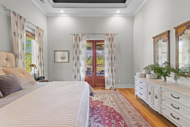 112 Berkshire Dr, Wando, SC 29492 - bedroom featuring light wood-type flooring, ornamental molding, baseboards, and access to exterior