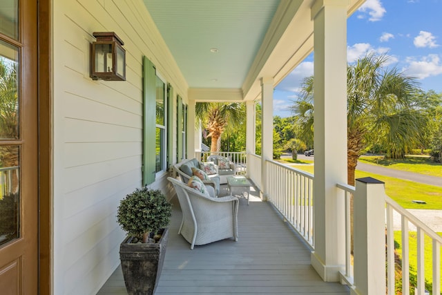 112 Berkshire Dr, Wando, SC 29492 - wooden terrace featuring a porch