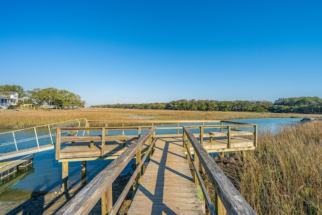 view of dock featuring a water view