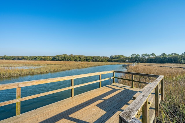 view of dock featuring a water view