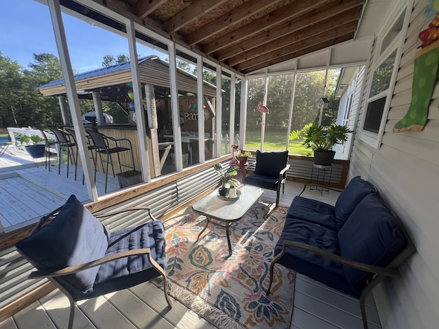 1173 Penny Creek Dr, Ruffin, SC 29475 - sunroom with an outdoor hangout area and lofted ceiling