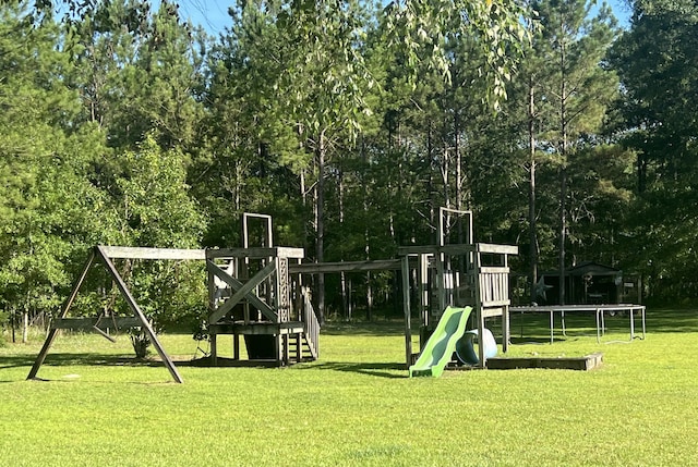 1173 Penny Creek Dr, Ruffin, SC 29475 - view of jungle gym with a yard and view of wooded area