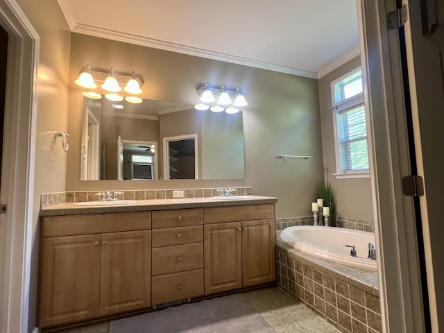 1173 Penny Creek Dr, Ruffin, SC 29475 - full bath with double vanity, a bath, and ornamental molding