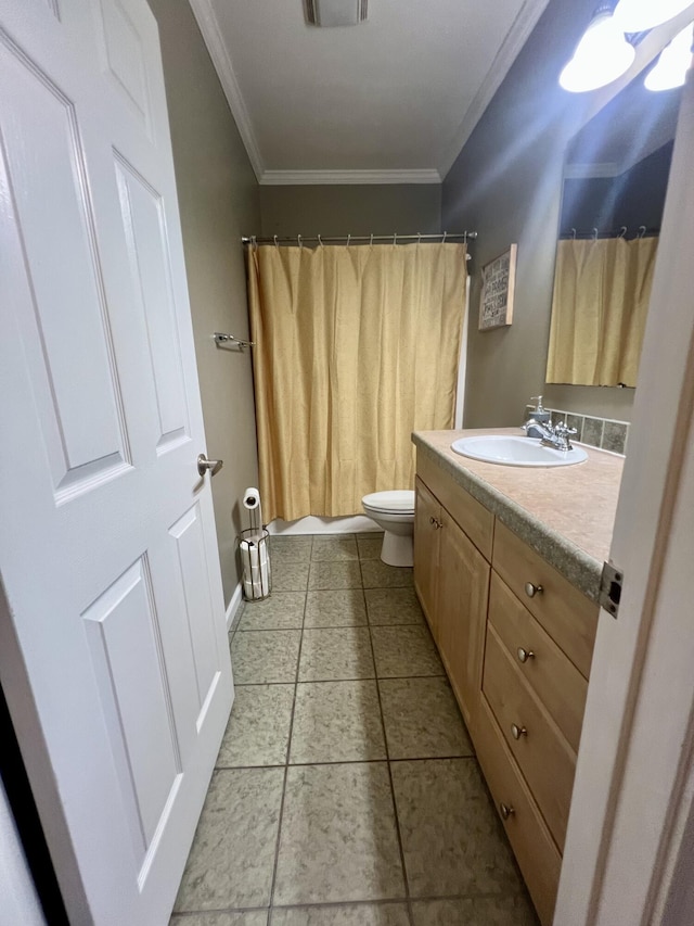 1173 Penny Creek Dr, Ruffin, SC 29475 - bathroom featuring crown molding, vanity, tile patterned flooring, and a shower with curtain