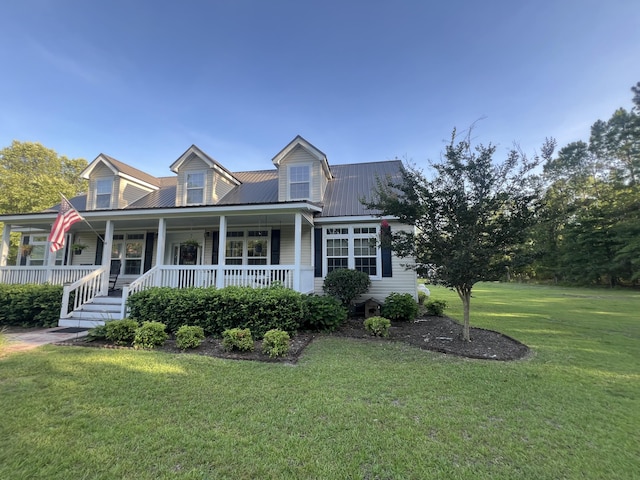 1173 Penny Creek Dr, Ruffin, SC 29475 - cape cod home with a front yard, a porch, and a metal roof