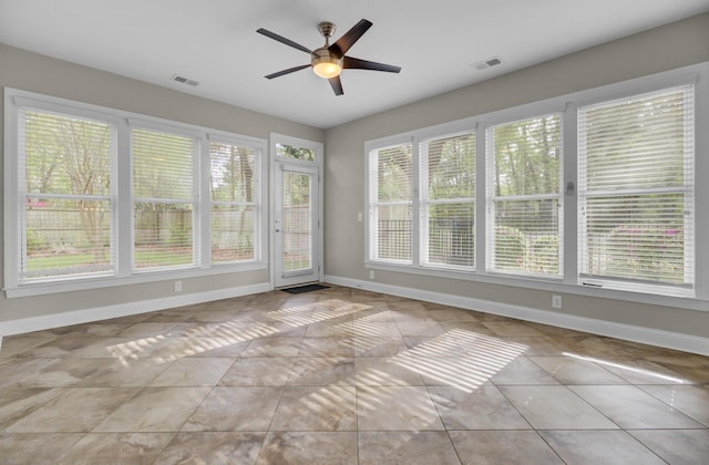 102 Brutus Ln, Summerville, SC 29485 - unfurnished sunroom featuring baseboards, visible vents, and tile patterned flooring