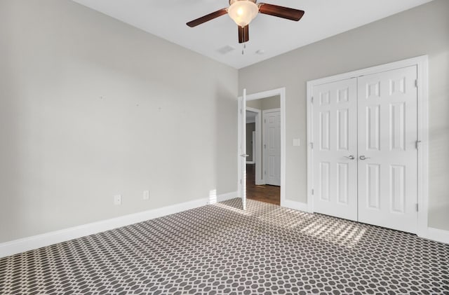 102 Brutus Ln, Summerville, SC 29485 - unfurnished bedroom featuring baseboards, a closet, carpet, and a ceiling fan