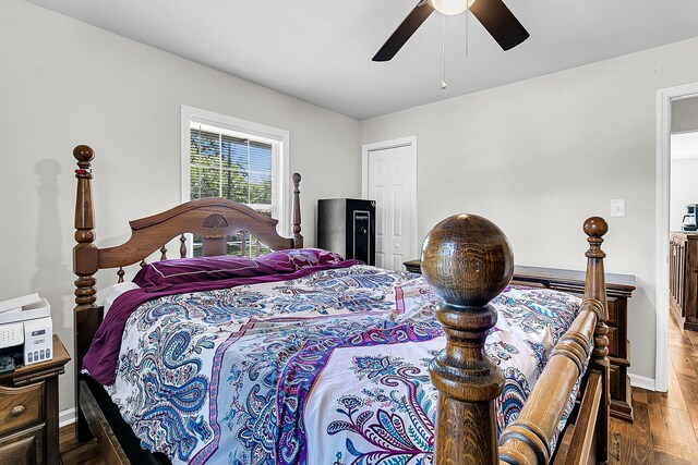 5806 Robinhood Dr, Hanahan, SC 29410 - bedroom featuring wood finished floors, a ceiling fan, and baseboards